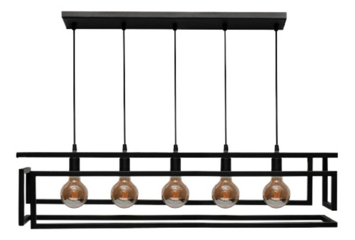 Pendente Luminária Industrial Infinity 5 Lâmpadas Cor Preto 110V/220V