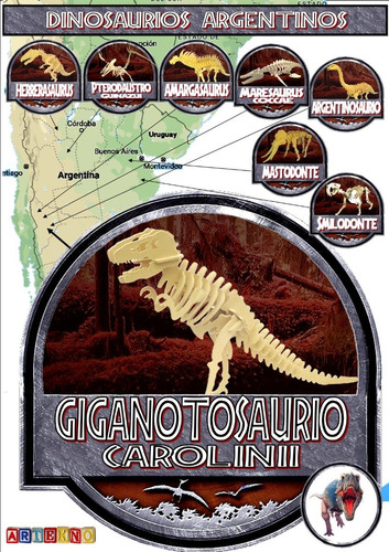 Imagen 2 de 3 de Giganotosaurus Dinosaurios Argentinos Rompecabezas 3d Mdf