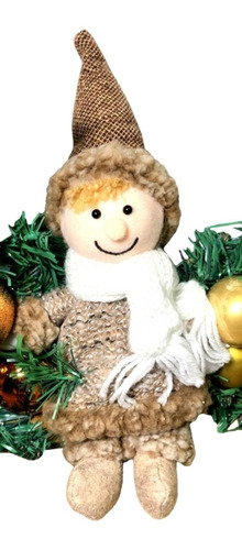 Enfeite Guirlanda Artesanal G De Natal Luxo Duende Dourada