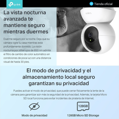 Tp-link, Cámara Ip Wifi Robótica, Full Hd / Audio, Tapo C200
