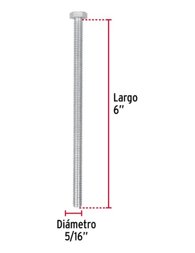 Tornillo Tipo Maquina 5/16 X 6´ Hexagonal Metal 30pz 44644