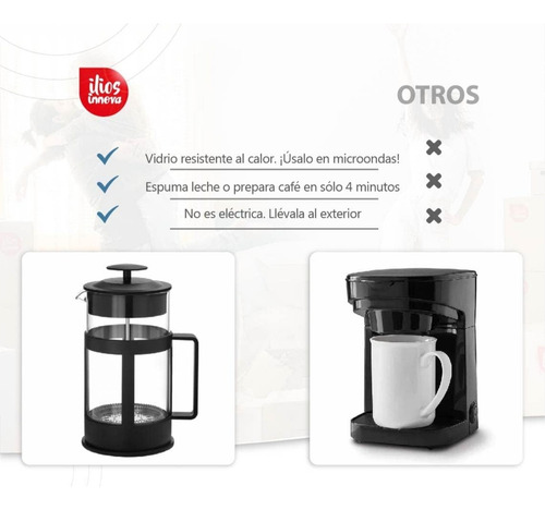 Ilios Innova Cafetera Prensa Francesa De Vidrio De 800 Ml Negro