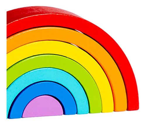 Wooden Rainbow Stacker Development Montessori Blocks Toys
