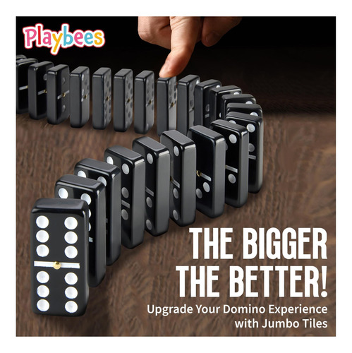 Playbees Jumbo Double Six Domininoes Set 28 Black Classic En