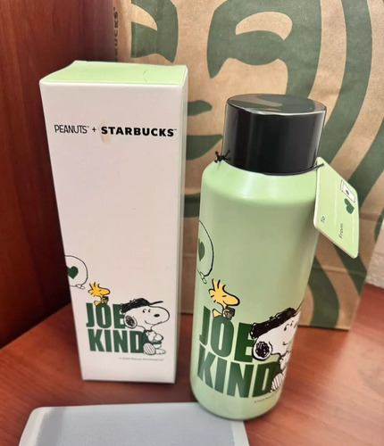 Termo Botella Starbucks X Snoopy Peanuts Verde Claro 473 Ml