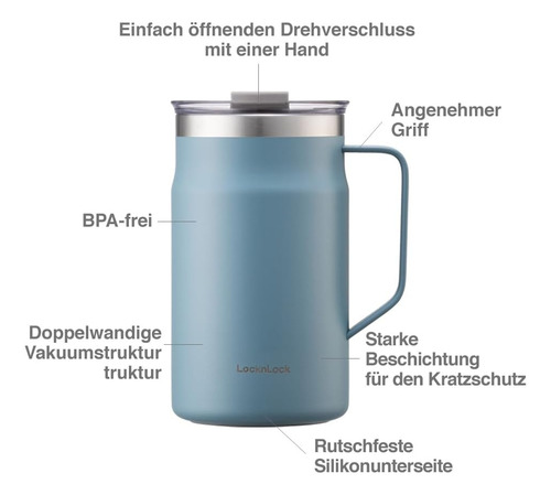 Taza Doble Pared Lock & Lock Amarillo, Con Tapa, 225 Ml