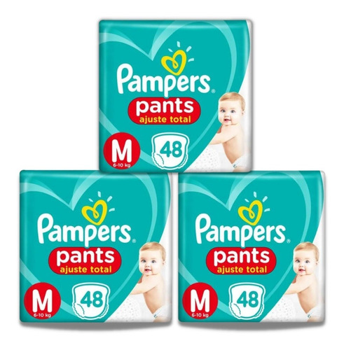 Pañales Pampers Pants Ajuste Total M 48u Combo X3 Packs