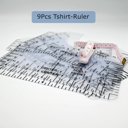Regla Para Camiseta De Vinilo Para Centro, 9 Piezas, Cuello