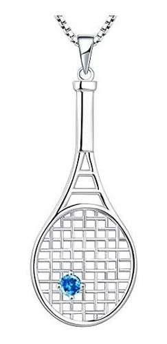 Collar - Tennis Racquet Pendant Necklace 925 Sterling Silver