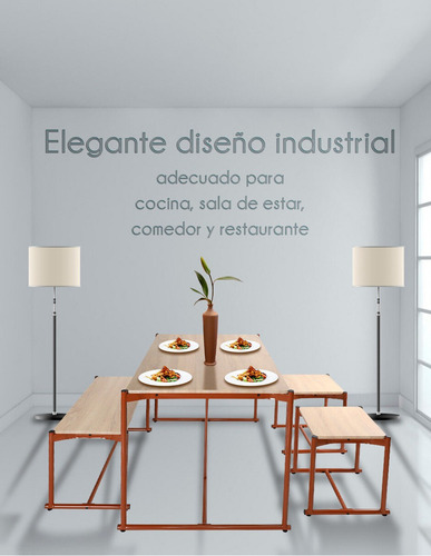 Juego De Comedor Moderno 4 Piezas Con Mesa 2 Sillas Y Banca Color Café Diseño de la tela de las sillas Madera