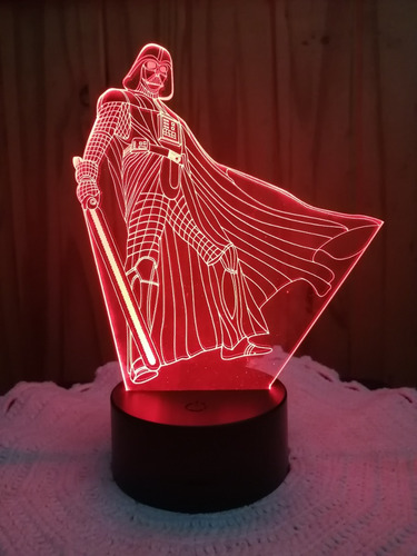 Imagen 1 de 8 de Lampara 3d 7 Colores Led Darth Vader Parado Star Wars