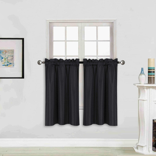 2 Panels 100 Blackout Curtain Set Solid Color With Rod ...