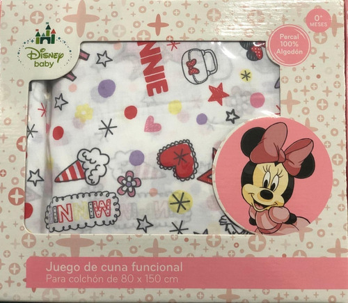 Juego Sábanas Cuna Funcional Piñata Minnie Colchón 80x150cm