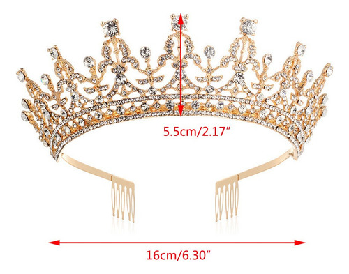 Corona De Princesa Reina Tiara Con Peine Cristal Rhinestone