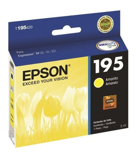 Imagen 1 de 2 de Cartucho De Tinta 195 Amarillo Epson