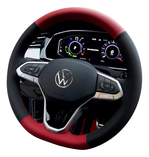 Funda Cubre Volante Novi Vw 2021-2024 Rojo Perforado Piel