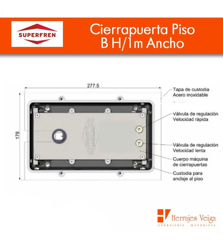 Imagen 4 de 10 de Cierrapuerta Superfren Piso B H/1m Ancho Oficial Puerta
