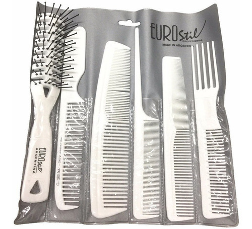 Set 5 Peines + Cepillo Para Peinar Pelo Peluqueria Eurostil