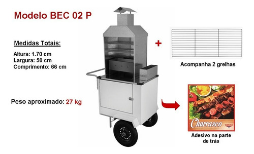 Carrinho De Churrasco Econômico Rodas Pneumáticas Bec02p