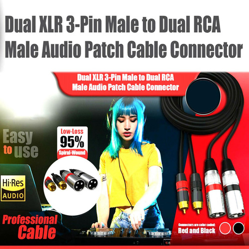 Cable Rca A Xlr Conexión De Audio Estéreo 2 Rca Macho A 1m