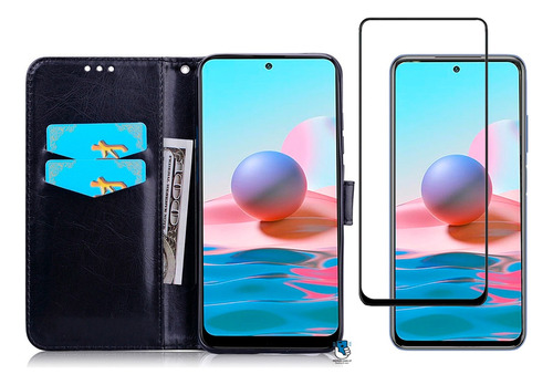 Funda Tipo Agenda Para Xiaomi Redmi Note 10 5g + Vidrio Full