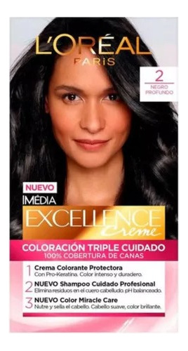 Tintura L'oréal Paris Excellence Tono 2 Negro Profundo