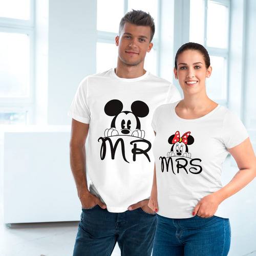 Playera De Parejas Mickey Y Minnie Mouse, Tallas A Elegir