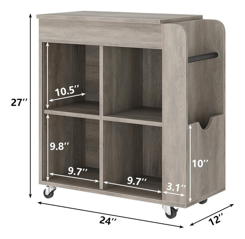 Mesa Auxiliar De Madera Con 3 Estantes De Almacenamiento