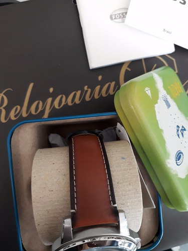 Relógio Masculino Fóssil Automático Pulseira De Couro