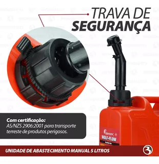 Galão Tanque Combustível Gasolina 5 Litros C/ Bico Wolf-flow