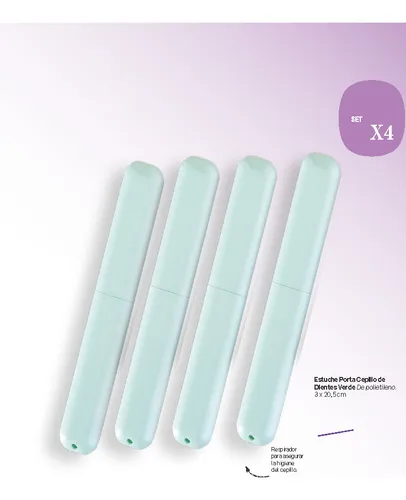 Set X4 Portacepillo Dental Individual Estuche De Viaje