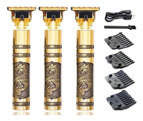 Kit Com 3 Hair Trimmers Dragao Dourado