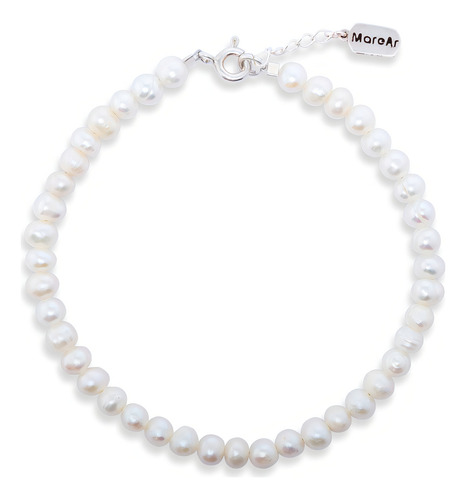 Pulseira Pérolas Naturais Prata Coleção Oceano Comprimento 19 Cm Cor Champanhe Diâmetro 8 Cm