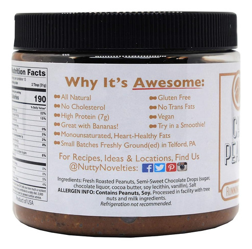 Nutty Novelties Mantequilla De Maní Con Chocolate - Alta Pro