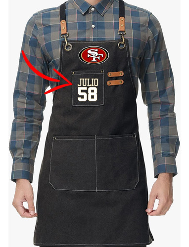 Delantal Personalizado San Francisco 49ers Con Tu Nombre