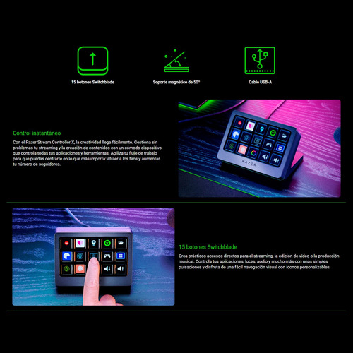 Controlador Streaming Razer Stream Controller X 15 Botones