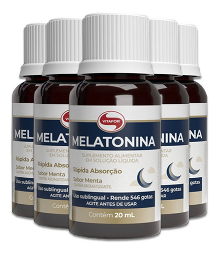 Kit 5 Melatonina Vitafor 20ml Sabor Sem Sabor