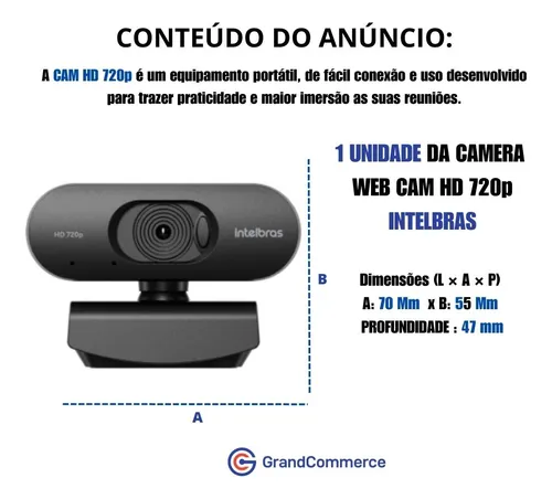 Webcam Intelbras Cam Hd-720p Preto MercadoLivre