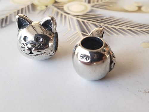 Dije Charms Para Pulsera Pandora Modelo Gato En Plata 925