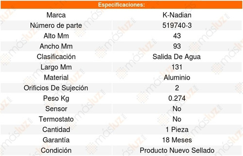 Toma Agua Cherokee L6 4.0l 94_01 K-nadian 8624273