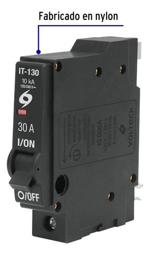 Interruptor Termomagnético 30 A Volteck It-130 1 Polo, 46702