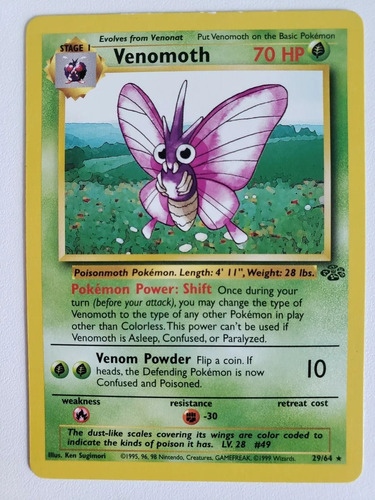 Cartas Pokemon Venomoth 29/64 Played Jungle 