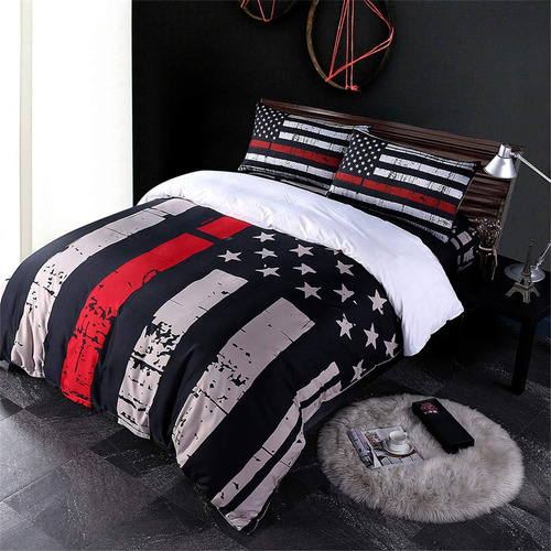 Ayigu Juego De Cama Con Bandera Americana, Juego De Funda De