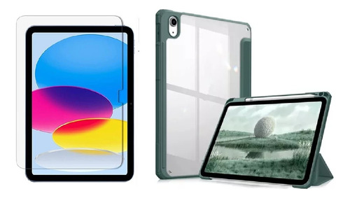  Estuche Smart Case Clear Transparente Para Tablet + Vidrio 
