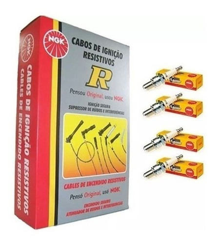 Kit Cables De Bujias+bujias Fiat Idea Punto Fire 1.4 8v. Ngk