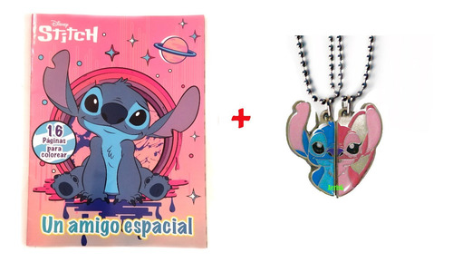Arg Lilo Y Stitch Kit Libro Colorear + Collar Parejas Disney