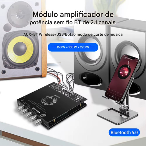 Amplificador Bazuca Zk-ht21 2.1 160wx2 + 220w Sub Bluetooth