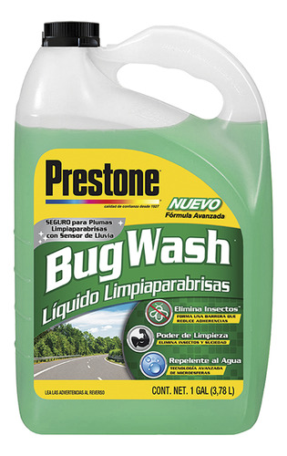 Kit De 6 Prestone Bug Wash Liquido Limpiaparabrisas 3.785 Ml
