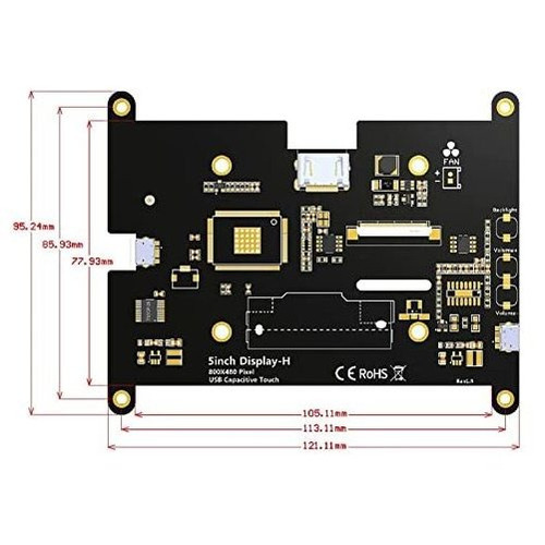Monitor Elecrow Raspberry Pi, Pantalla Táctil Ips De 5 Pulga