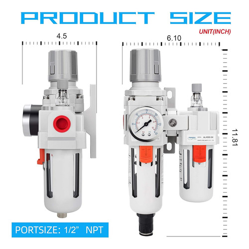 Nanpu 1/2 Npt Filtro De Aire Drenaje Automático Regulador